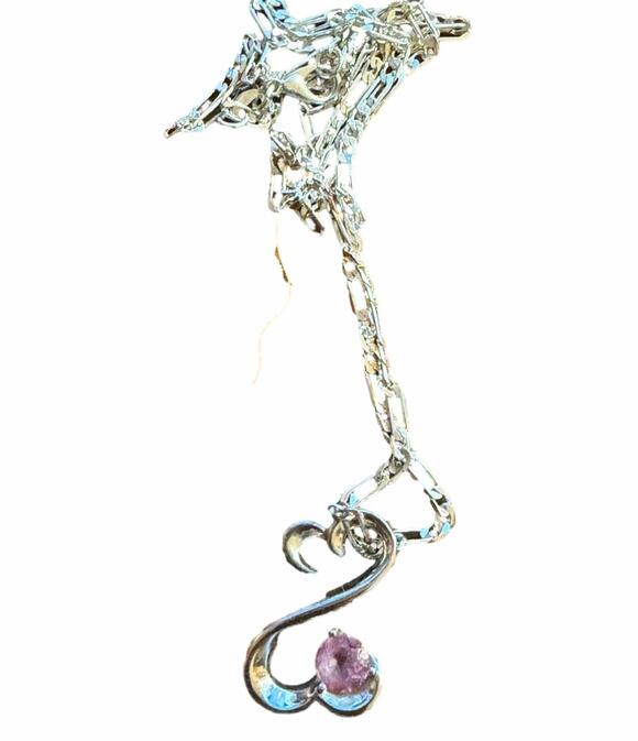 Jane Seymour Jewelry - Jane Seymour Open Hearts 925 Sterling Silver Pink Gemstone Necklace